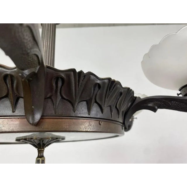 Black Secession Bronze Chandelier, 1920s For Sale - Image 8 of 12