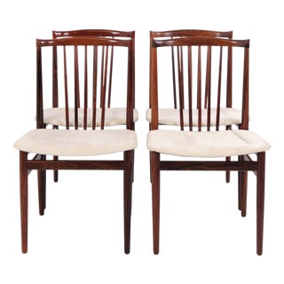 Dining Chairs in Rosewood with Light Upholstery by Henning Sørensen, 1960s, Set of 4 For Sale