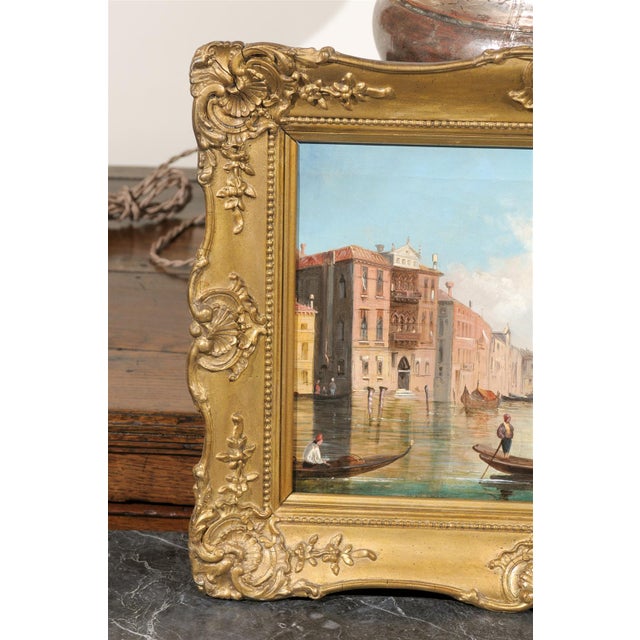 Italian Oil on Canvas Painting of Venice, circa 1830 in Original Giltwood Frame For Sale In Atlanta - Image 6 of 9