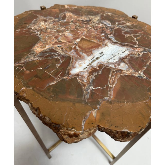 Early 21st Century Petrified Wood Table With Custom Gilded Iron Base For Sale - Image 10 of 10