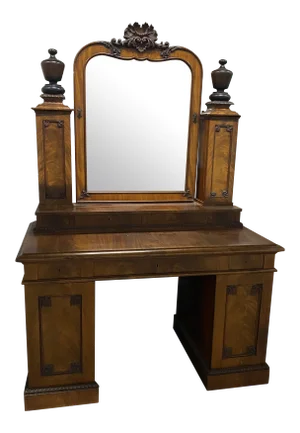 Antique Walnut and Burled Walnut Knock Down Desk