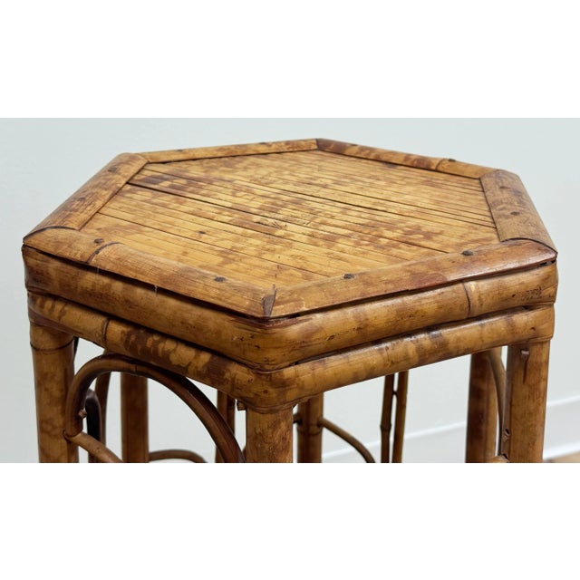 Wood Vintage Scorched Bamboo Plant Stand For Sale - Image 7 of 7