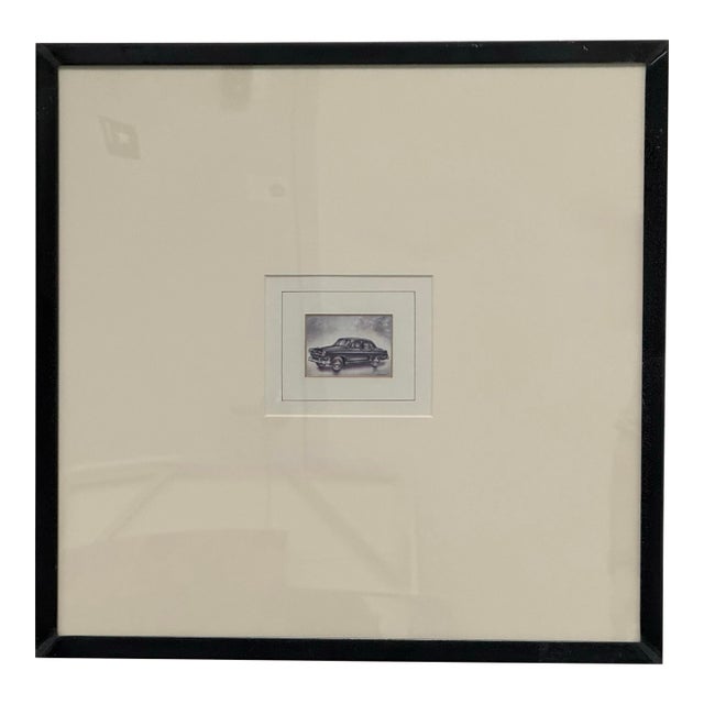 Miniature Volga Etching in Thick Off White Matte, Metal Framed For Sale