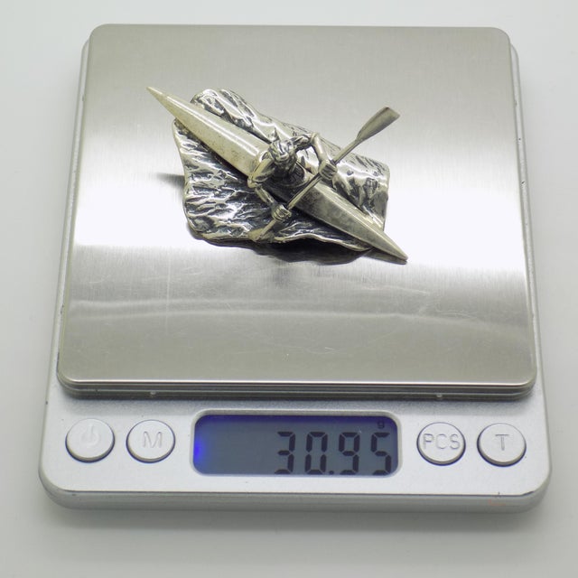 Vintage Italian Handmade Sterling Silver 925 Canoe Rower Figurine, 1970s For Sale - Image 11 of 14