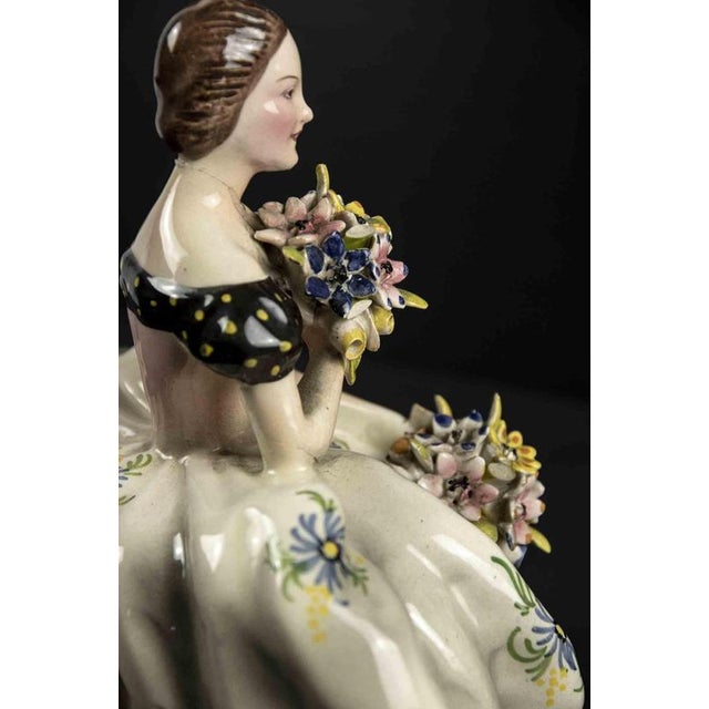 Ceramics Dame with Bouquets is an original object realized in the mid-20th century. Original fine colored porcelain. Made...