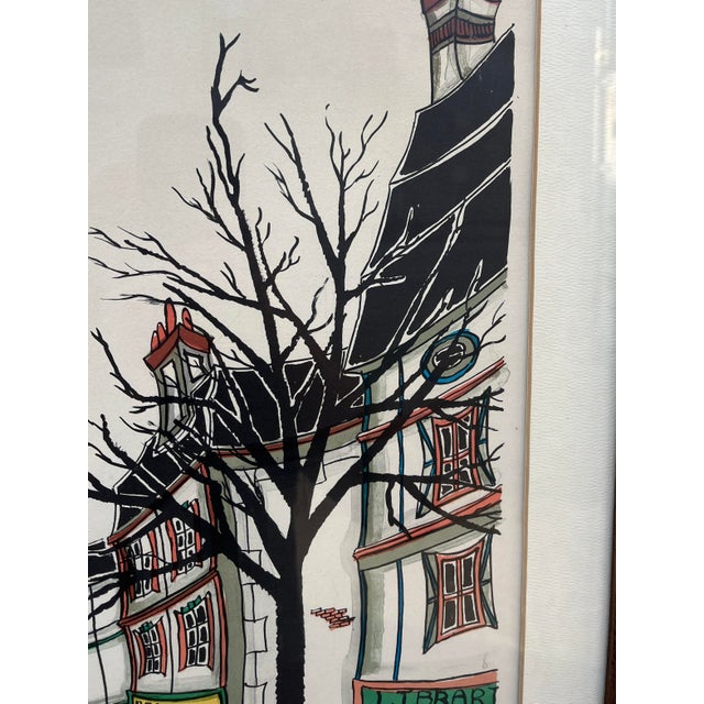 Drawing/Sketching Materials "City Street" Lithography, Framed, Pencil Signed by the Artist. Circa 1970s For Sale - Image 7 of 18