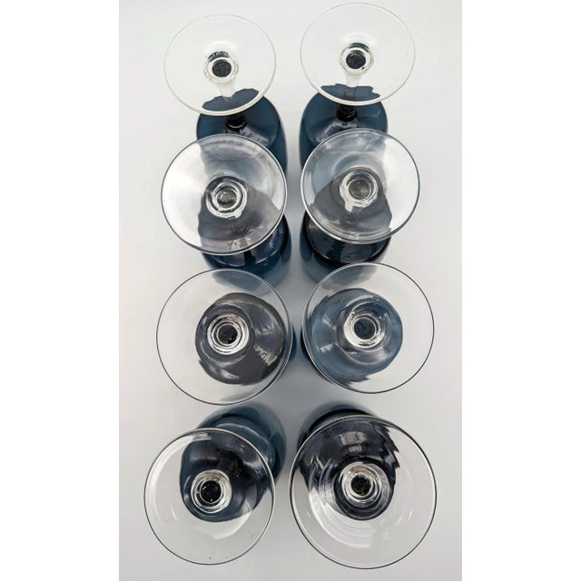 Vintage Gorham Reizart "Accent" Smoke Blue Wine Glasses, Set of 8 For Sale - Image 10 of 11