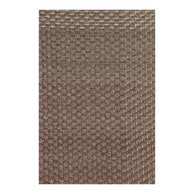 Rug & Kilim’s Scandinavian Style Ombre Kilim Rug in Brown Patterns For Sale
