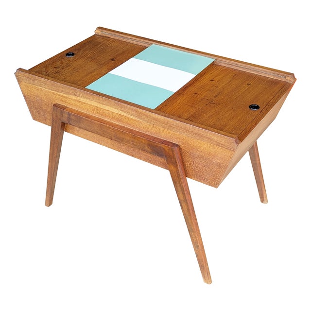 Mid-Century Modern Teakwood & Plastic Laminate Coffee Table, 1950s For Sale