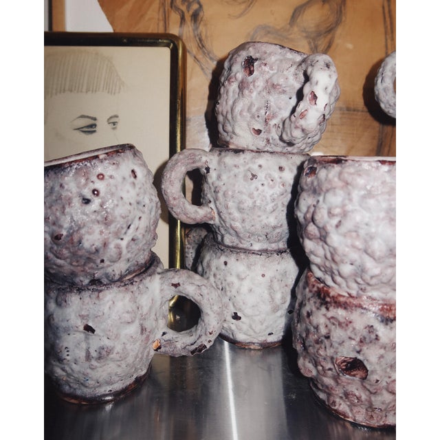 Ceramic 1970s c.a.s. Vietri Fat Lava Ceramic Mug and Pitcher Set, 12 Pieces For Sale - Image 7 of 18