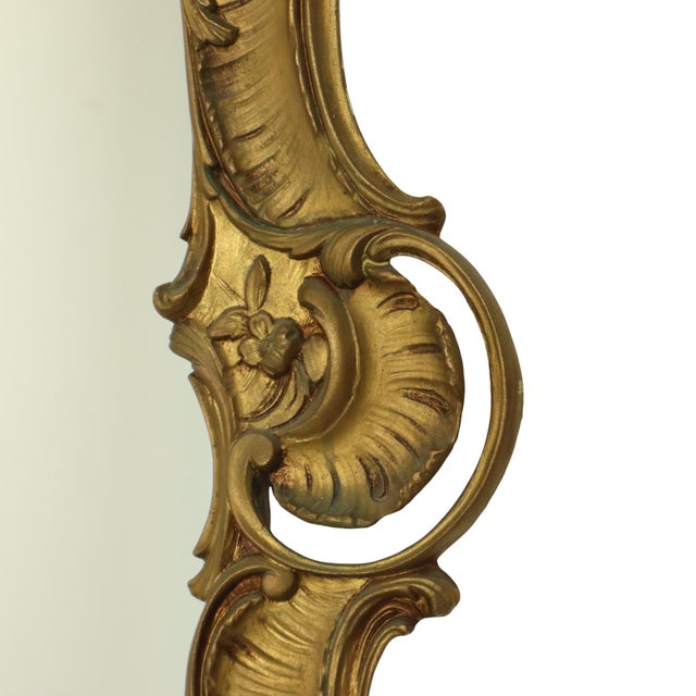 Gold Italian Rococo Style Gilt Crested Mirror, 1960s For Sale - Image 8 of 18