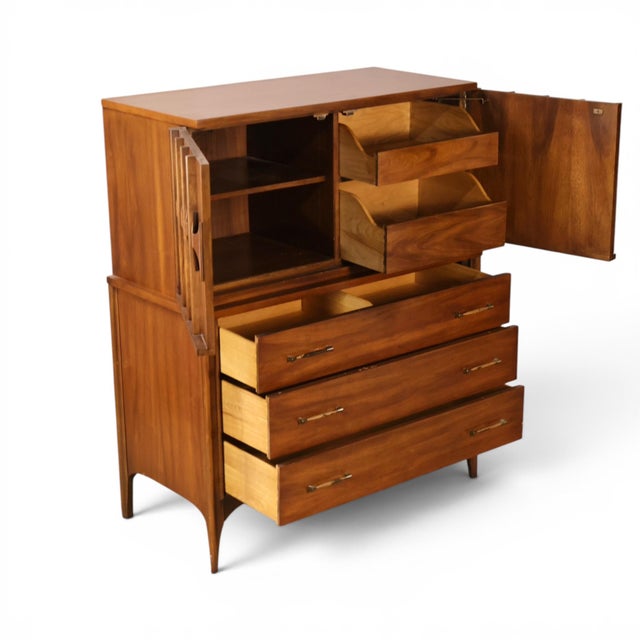 Kent Coffey Perspecta Vintage Mid Century Modern Gentlemen's Highboy Dresser C. 1960s For Sale - Image 11 of 16