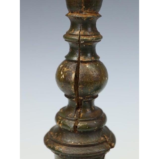 Early 19th Century French Painted Wood Altar Candlesticks, 1780, Set of 2 For Sale - Image 5 of 13