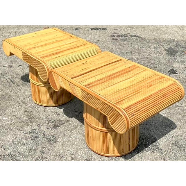Vintage Boho Pencil Reed Column Side Tables - A Pair For Sale In West Palm - Image 6 of 8