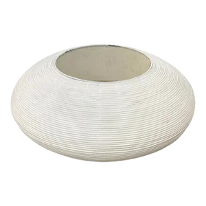 Monumental Crespi Attributed Split Reed Round Planter W" Metal Insert Coastal Style