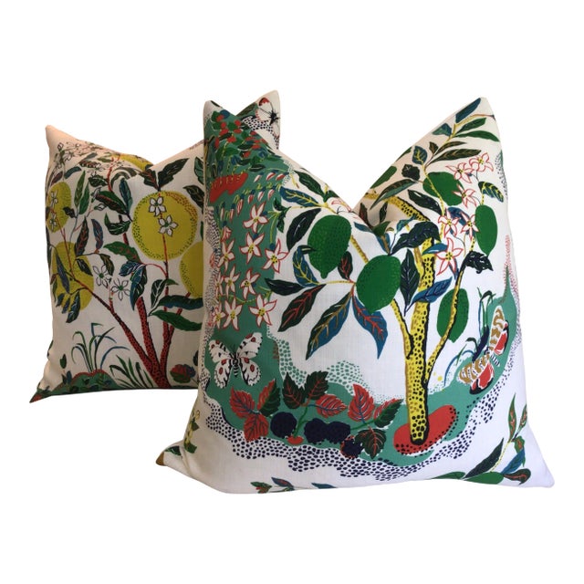 Schumacher Josef Frank Citrus Garden Down-Filled Pillows- a Pair For Sale