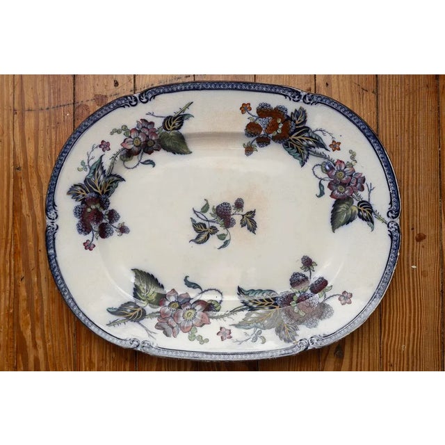 Antique English Ironstone “Blackberry” Platter by w.b. — 19th-Century Transferware, Hand-Painted Details For Sale - Image 9 of 11