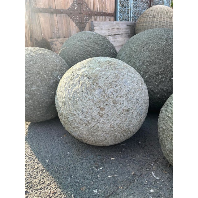 Modern Vintage Rustic Stone Garden Sphere 20" For Sale - Image 3 of 5