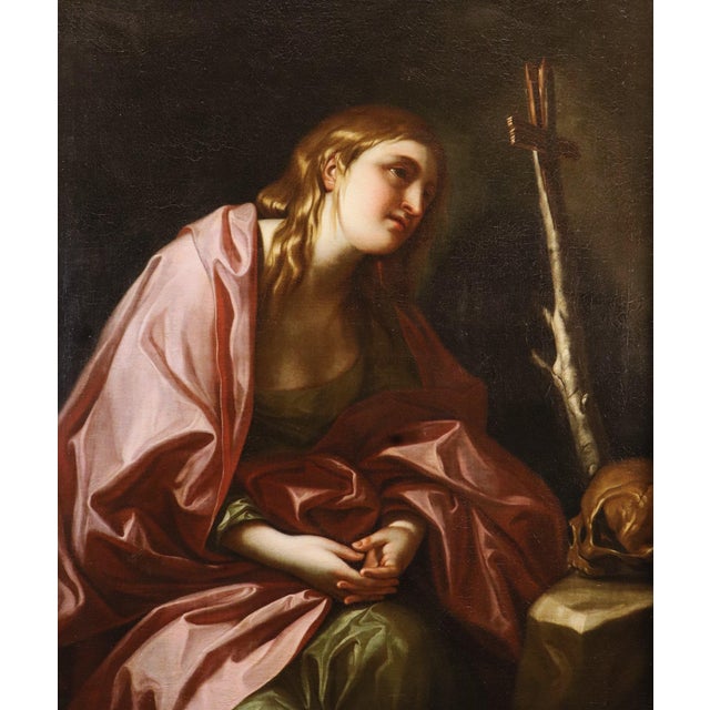 Workshop of Guido Reni, Penitent Magdalene, 1650, Oil on Canvas For Sale - Image 7 of 15