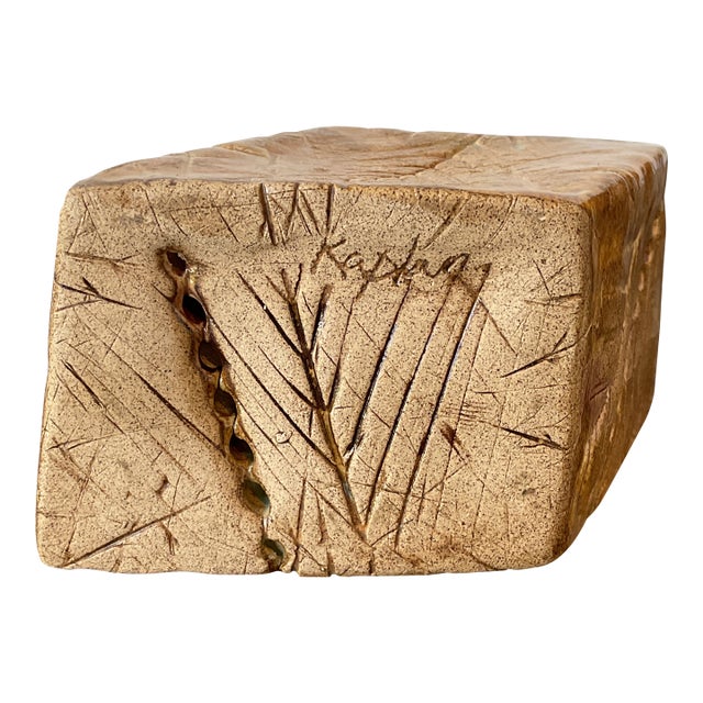 Vintage Original Studio Pottery Block Sculpture For Sale