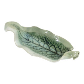 Vintage Studio Pottery Ceramic Leaf Dish For Sale