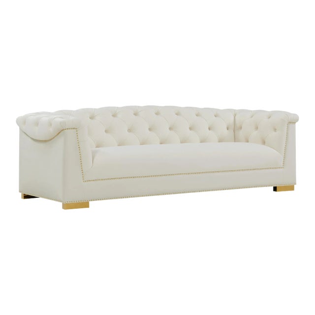 Farah Cream Velvet Sofa For Sale