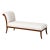 Mid Century Style Klismos Chaise Lounge White Boucle/ Walnut Frame For Sale