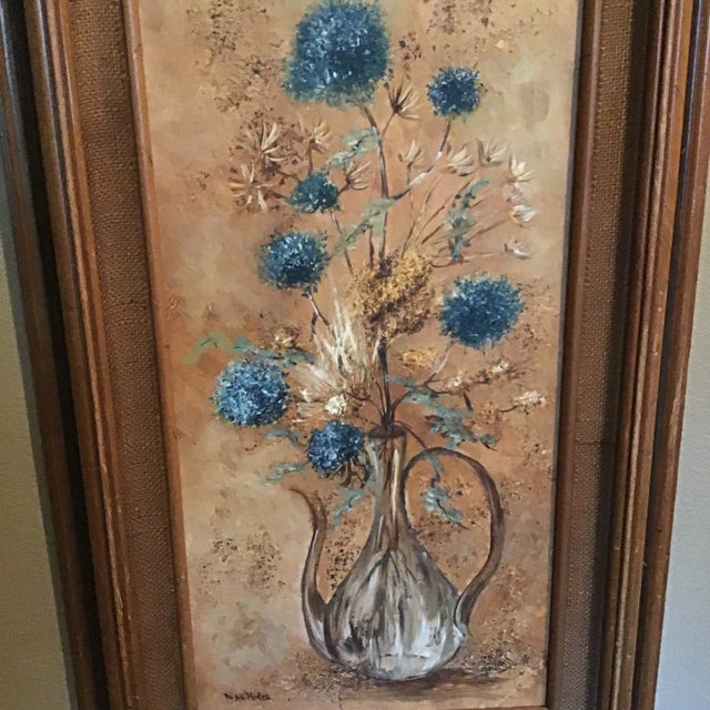 Textile Mid 20th Century Mid Century Oil Painting on Canvas Signed L/L For Sale - Image 7 of 9
