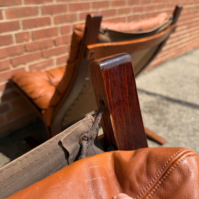 Camel Pair of 1970s “Siesta” Bent Rosewood and Leather Lounge Chairs by Ingmar Relling for Westnofa, Norway For Sale - Image 8 of 12