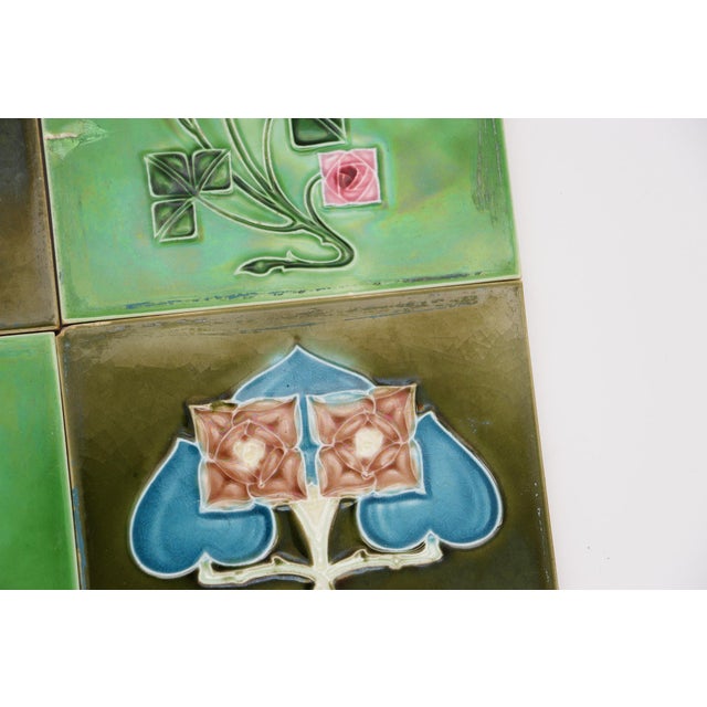 1920s Set of Six Tiles Art Nouveau H & R Johnson England For Sale - Image 6 of 18