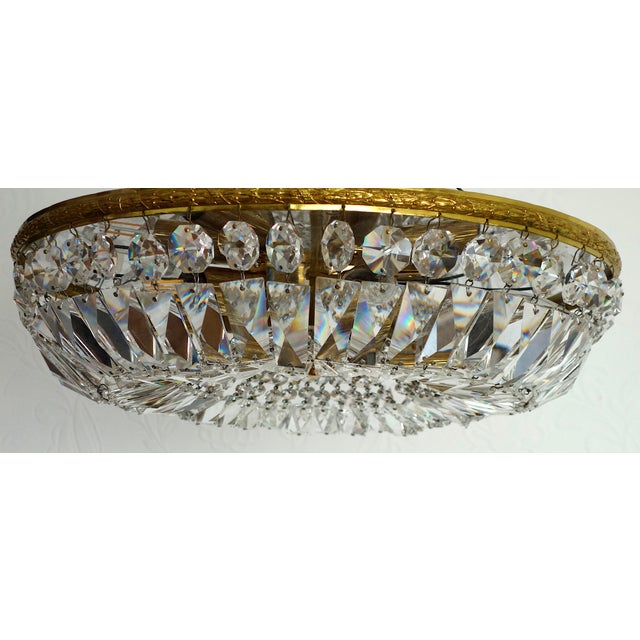 Mid-Century Modern Brass and Lead Crystal 6-Light Chandelier from Palwa, 1960s For Sale - Image 3 of 7