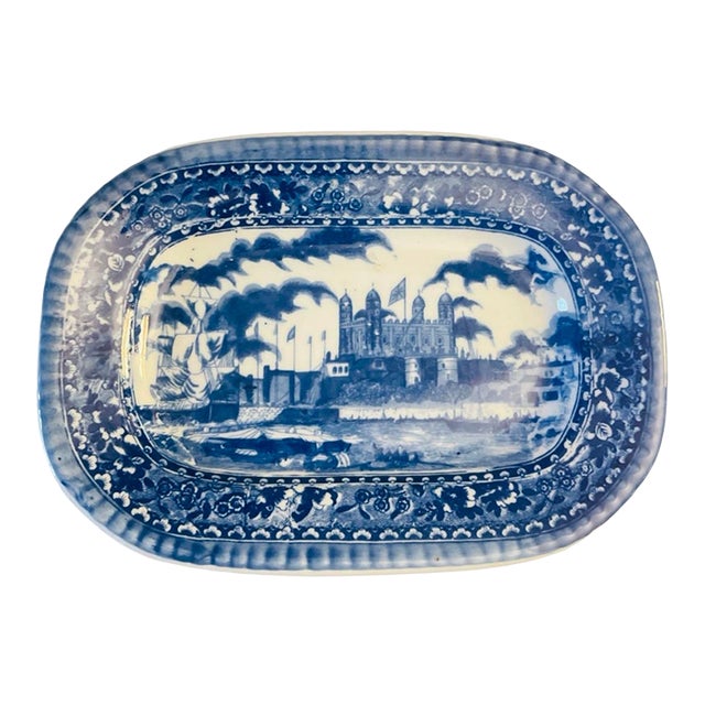 Vintage Victoria Ware Flow Blue Style Ironstone Small Serving Platter For Sale