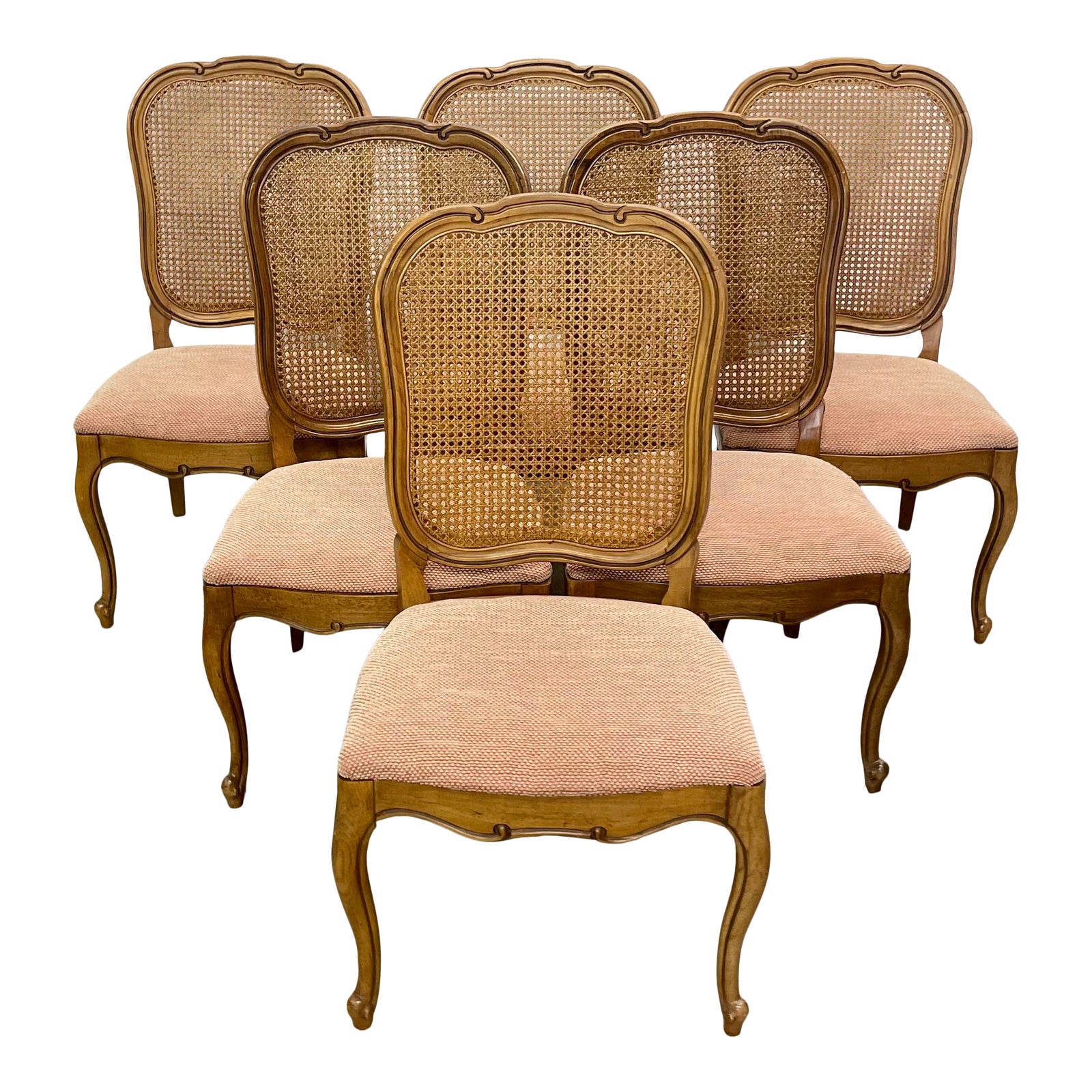 Vintage Thomasville French Provincial Caned Dining Chairs Set of 6