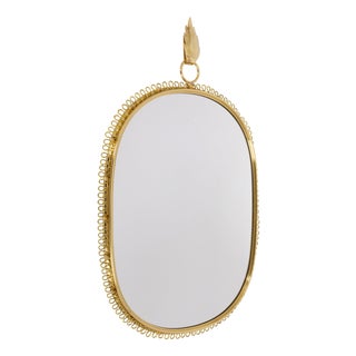 Mid-Century Brass Loop Wall Mirror with Hook by Josef Frank for Svenskt Tenn, 1960s For Sale