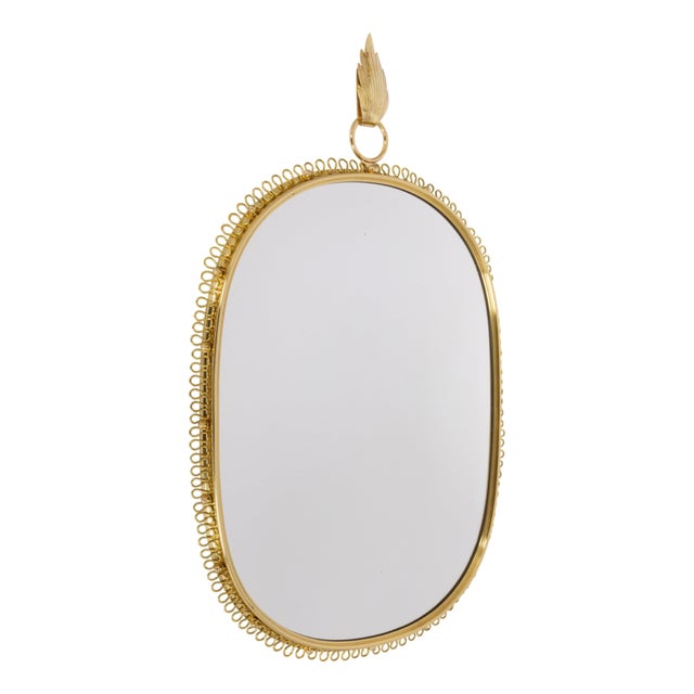 Mid-Century Brass Loop Wall Mirror with Hook by Josef Frank for Svenskt Tenn, 1960s For Sale