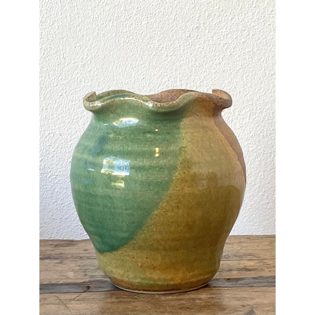 Vintage Original Studio Pottery Ruffle Vase For Sale - Image 4 of 12