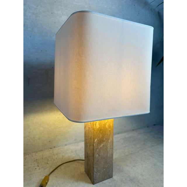 Hollywood Regency Vintage Travertine Table Lamp, 1970s For Sale - Image 3 of 9