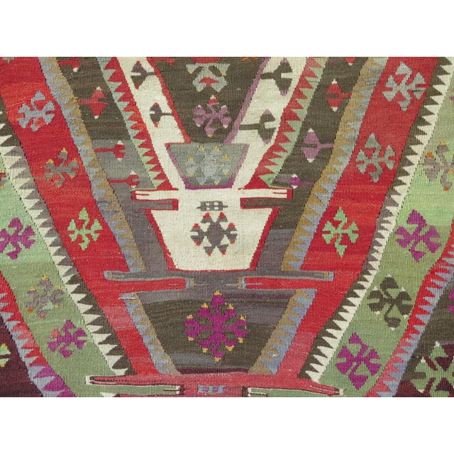 Textile Mid 20th Century Mid 20th Century Vintage Handwoven Turkish Tribal Kilim Area Wool Rug For Sale - Image 7 of 10