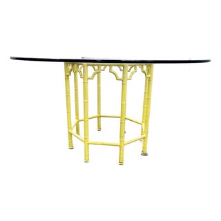 Vintage Kessler Industries Hollywood Regency Yellow Faux Bamboo Dining Table For Sale