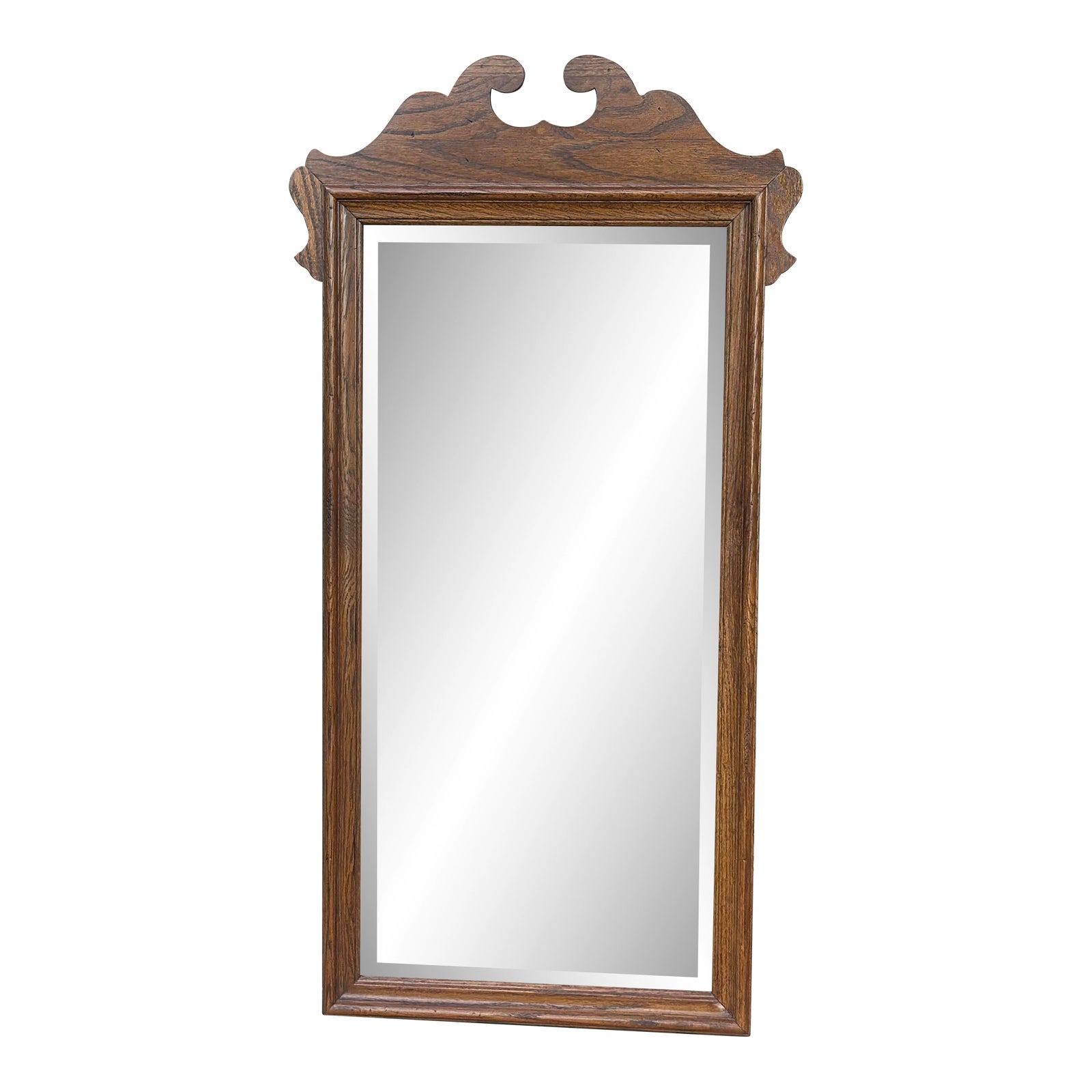 Ethan Allen Canterbury Oak Narrow Tall Wall Mirror With Crest 28 8420