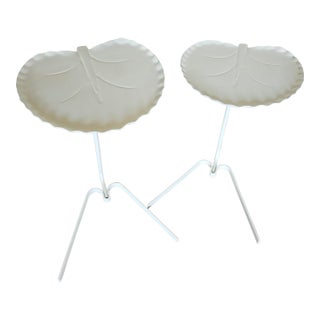 1950s a Pair of Wrought Iron Santorini Leaf Shaped Nesting Side Tables For Sale
