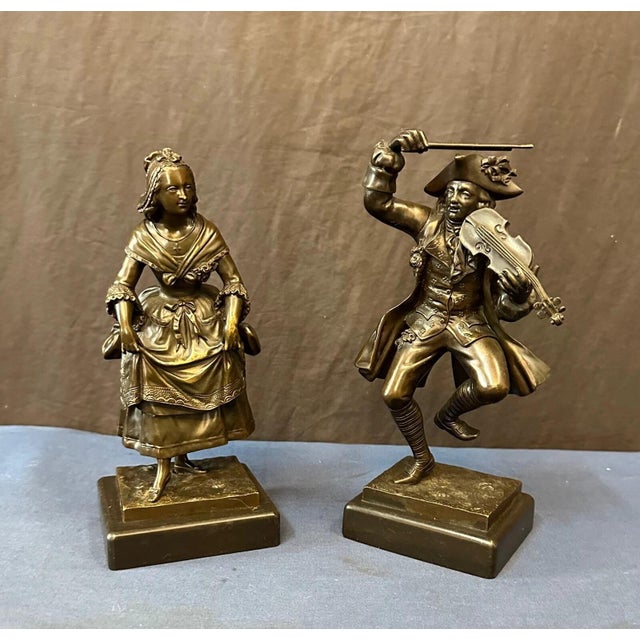 Mid 19th Century Antique Bronze Sculptures - A Pair For Sale - Image 5 of 12
