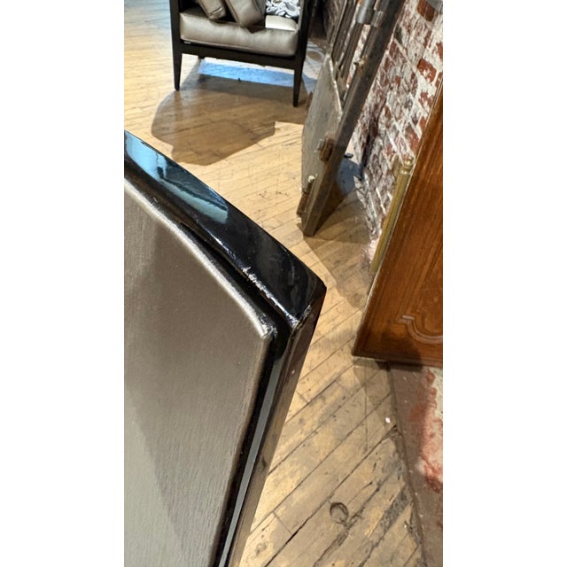 1990s Pair of Modern Black Lacquer Chairs With Fur Accent For Sale - Image 9 of 9