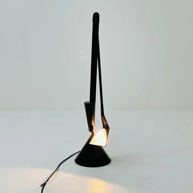 Metal Black Aluminum Zelig Table Lamp by Walter A. Monici for Lumina, 1980s For Sale - Image 7 of 10