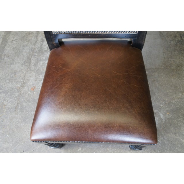 Late 20th Century 10 Lorts Renaissance Revival Style Barley Twist Leather & Fabric Dining Chairs For Sale - Image 9 of 12