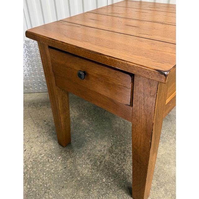 Broyhill Attic Heirloom Rustic Oak Farmhouse End Tables - A Pair For Sale In New York - Image 6 of 12