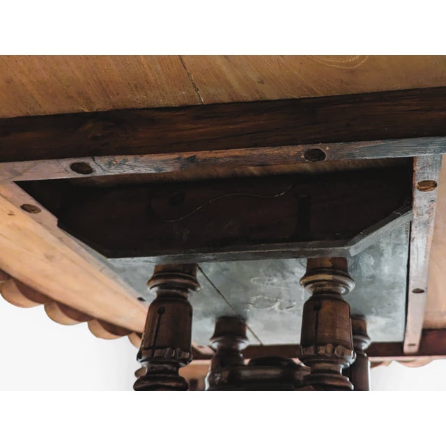 Antique Oval Burlwood Coffee Table With Marquetry Inlay and Scalloped Edge For Sale - Image 15 of 16