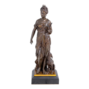 Jean Bulio "Diana and Her Hound" Patinated Bronze