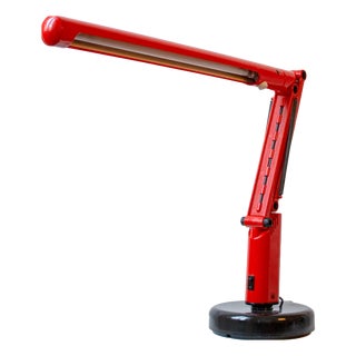 Vintage Red Acrylic Desk Lamp by Tom Ahlström & Hans Ehrich for Fagerhults Sweden, 1975 For Sale