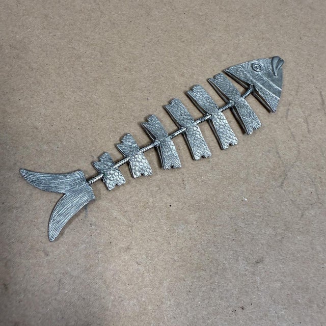 Mid-Century Modern Hand Crafted Decorative Fish Bone Skeleton Taxco Mexico For Sale - Image 3 of 7